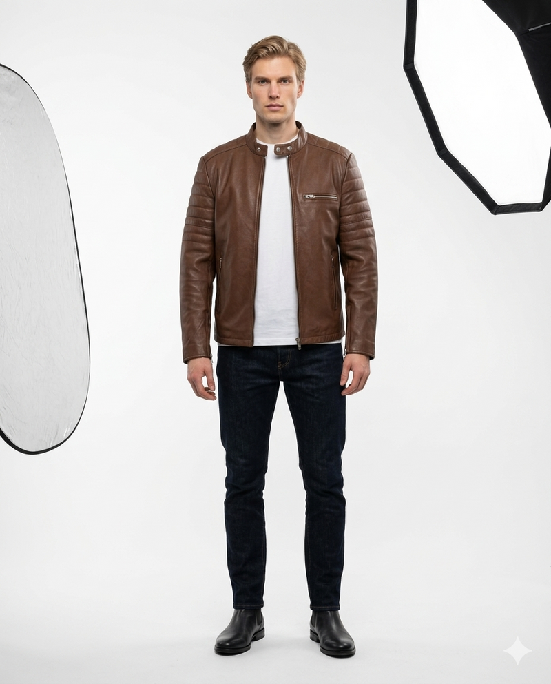 Carrera Racer Full Grain Sheepskin Mens Leather Jacket