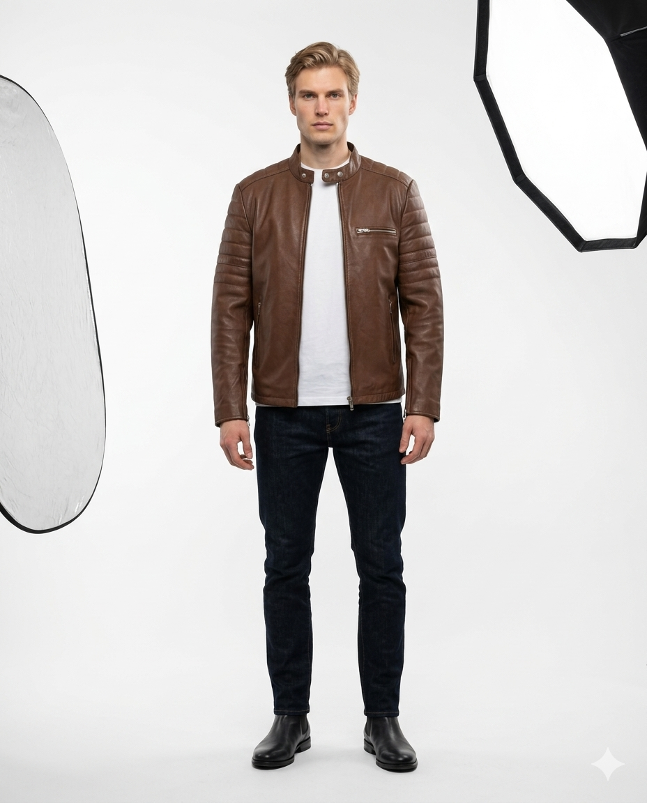 Carrera Racer Full Grain Sheepskin Mens Leather Jacket
