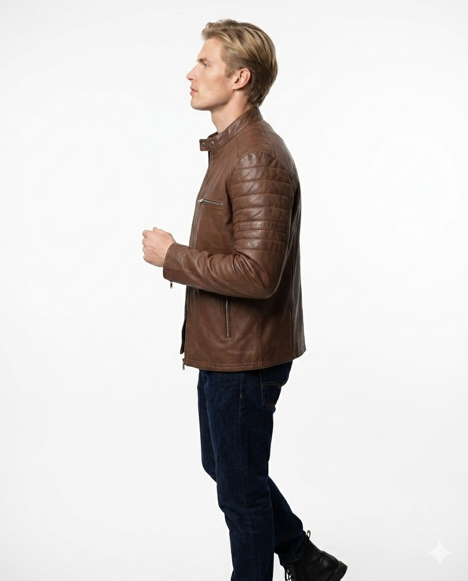 Carrera Racer Full Grain Sheepskin Mens Leather Jacket