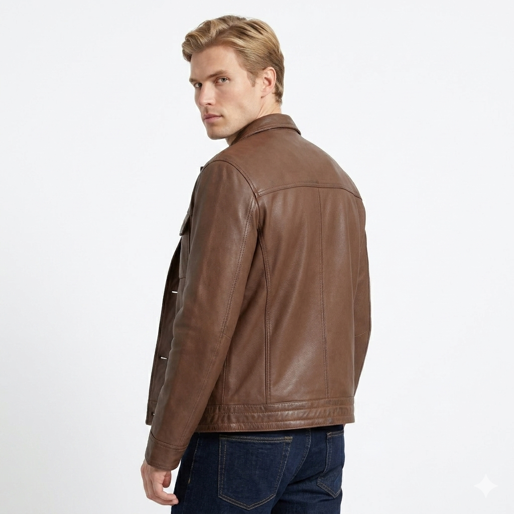 The Nomad Full Grain Brown Mens Leather Car jacket