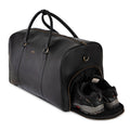 Personalized The Large Maverrick Hand Made Full Grain Leather Duffle Bag With Shoe Compartment - Black