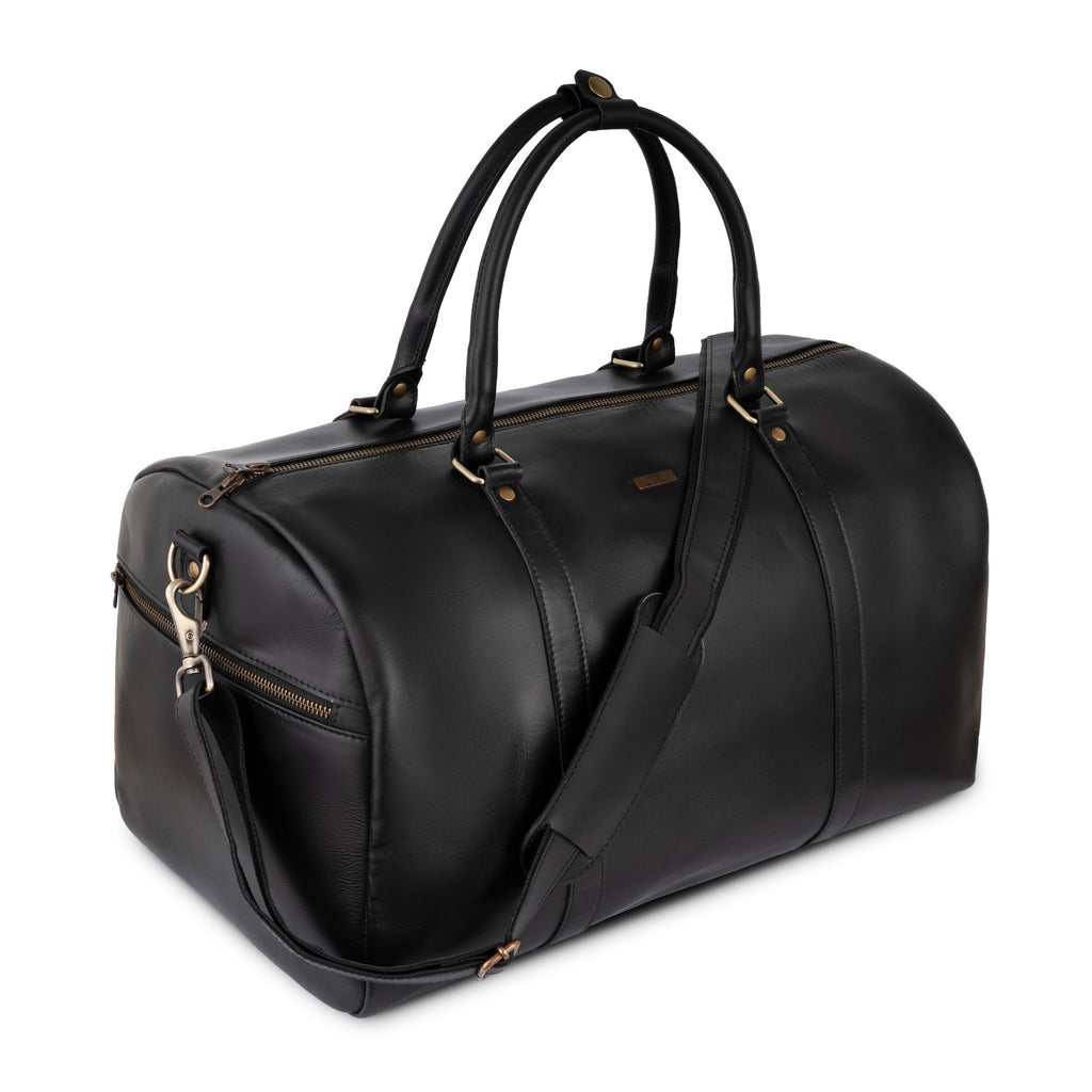 Personalized The Maverrick Hand Made Full Grain Leather Duffle Bag - Black