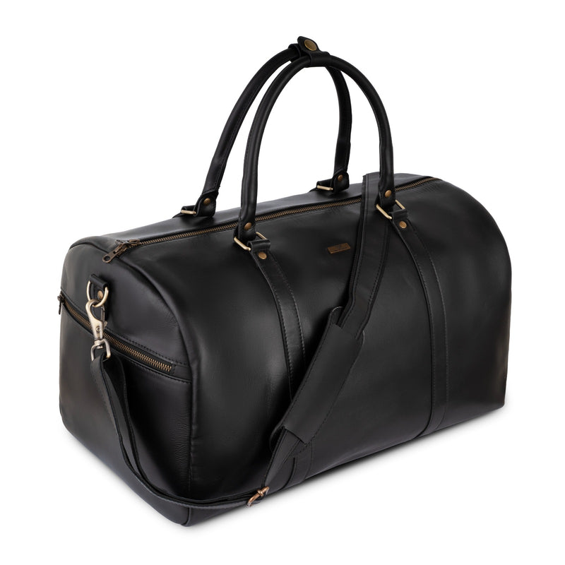Personalized The Maverrick Hand Made Full Grain Leather Duffle Bag - Black