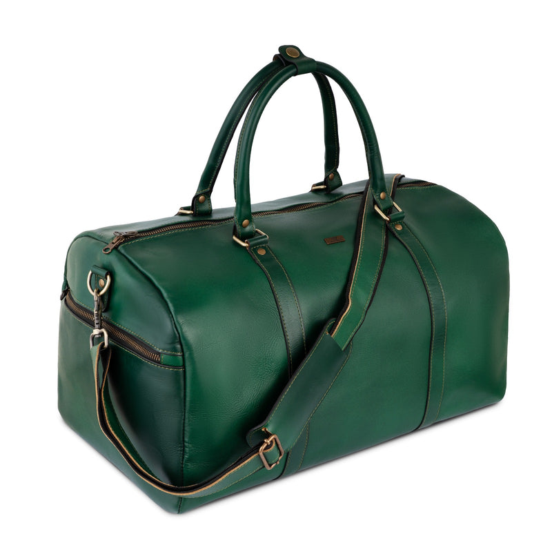 Personalized The Maverrick Hand Made Full Grain Leather Duffle Bag - Green