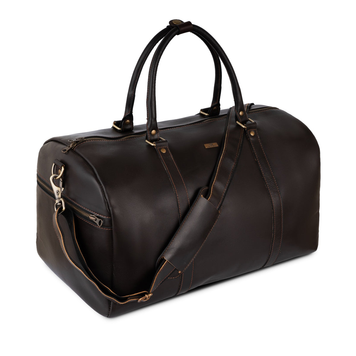 Personalized The Maverrick Hand Made Full Grain Leather Duffle Bag - Choco Brown