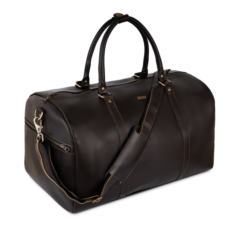 Personalized The Maverrick Hand Made Full Grain Leather Duffle Bag - Choco Brown