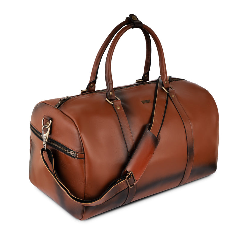 Personalized The Maverrick Hand Made Full Grain Leather Duffle Bag - Distressed Brown