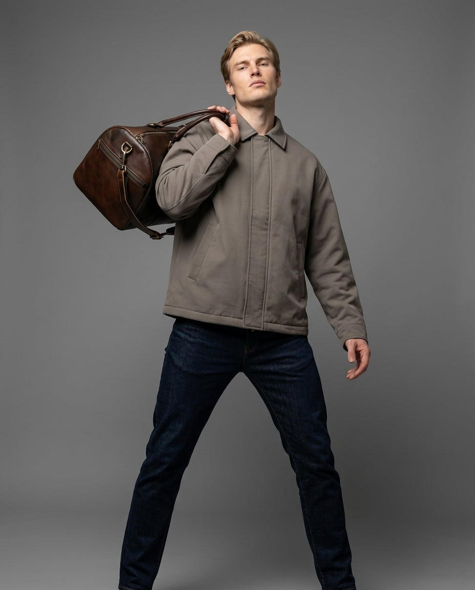 Personalized The Maverrick Hand Made Full Grain Leather Duffle Bag - Brown