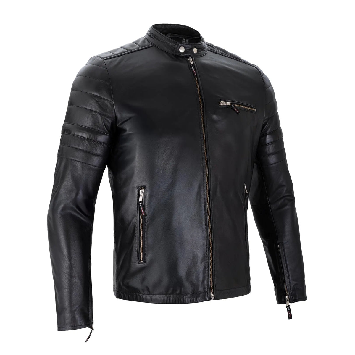 Sheep Skin Leather Jacket Carrera Racer Style Black