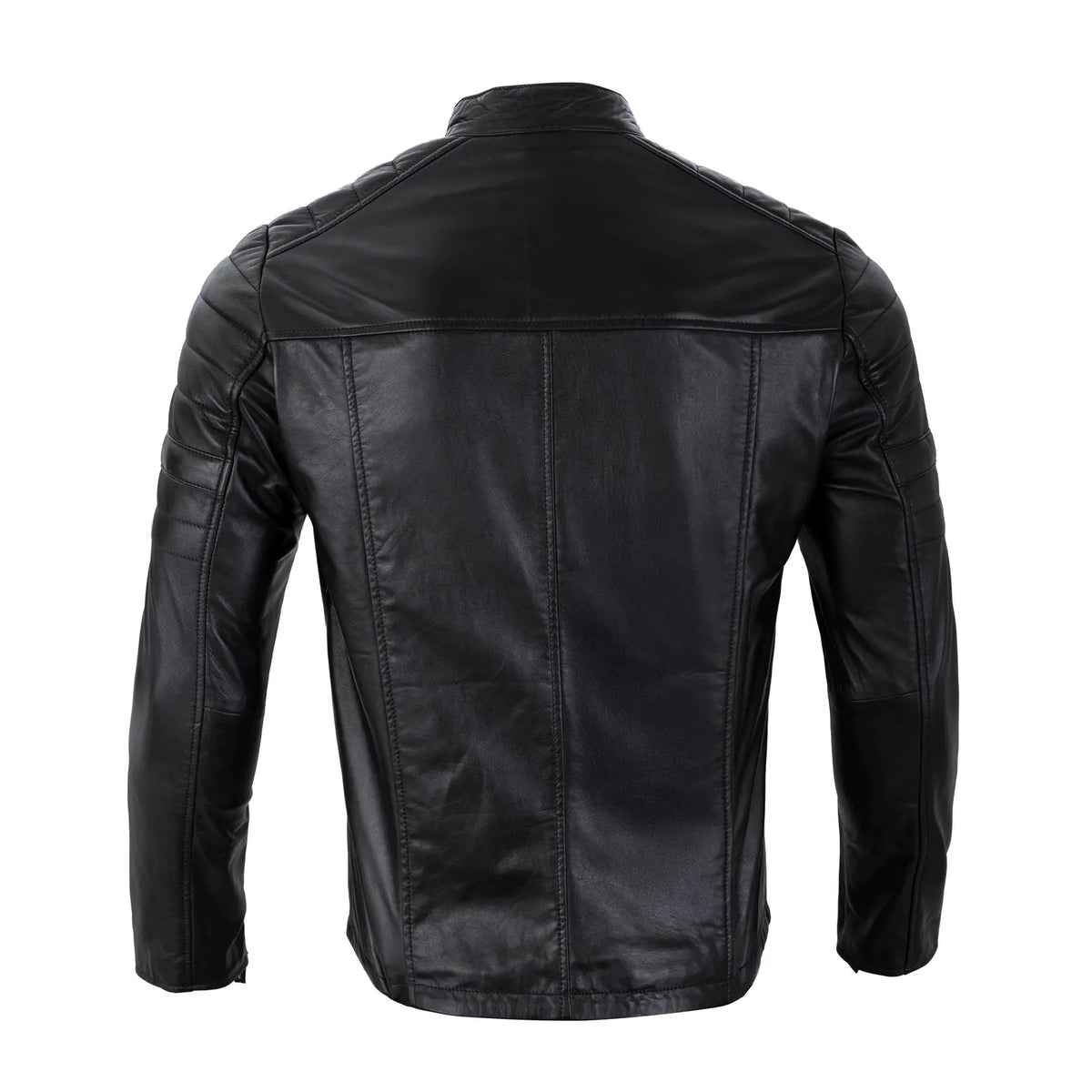 Sheep Skin Leather Jacket Carrera Racer Style Black