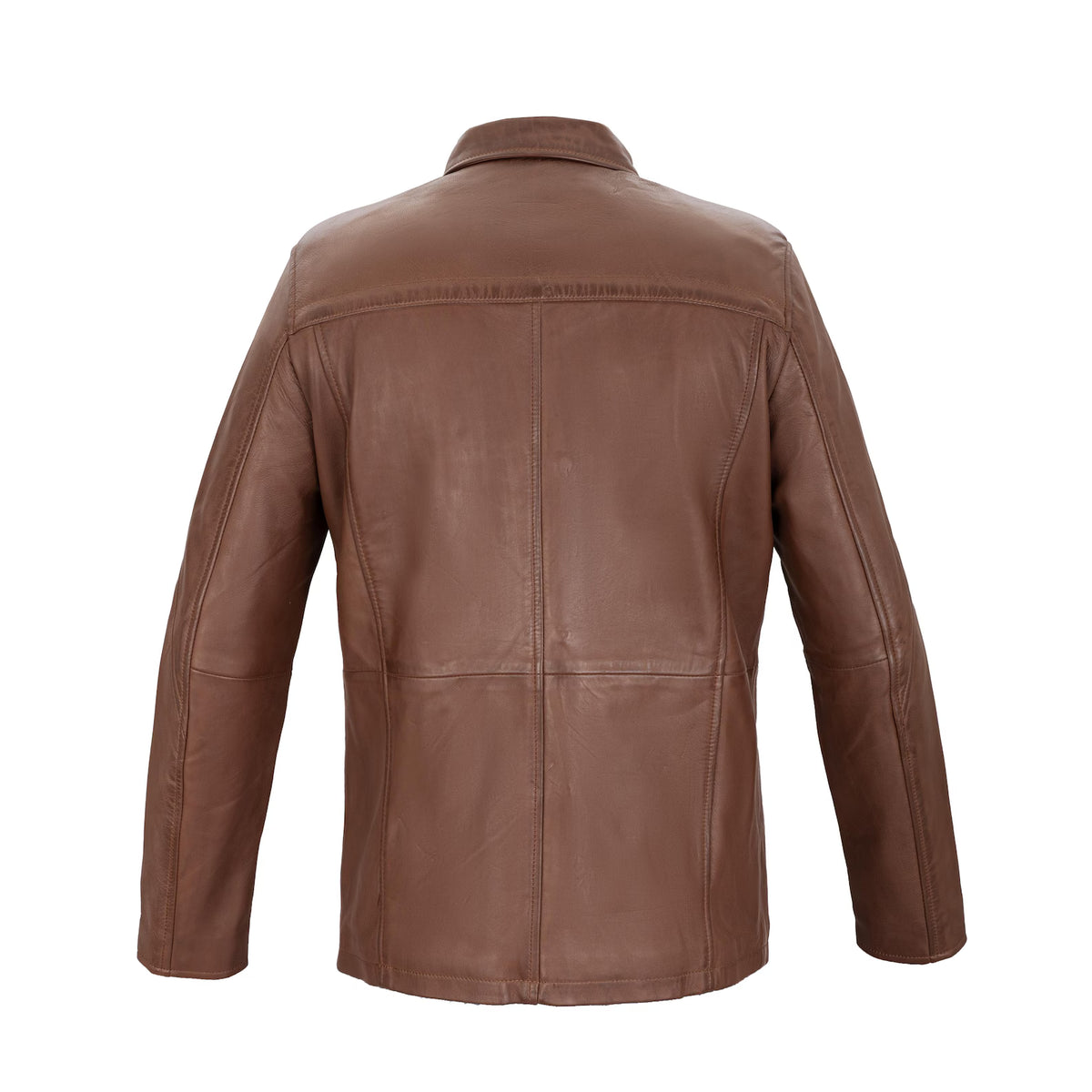 Gotham Full Grain Brown Sheepskin Mens Leather Coat