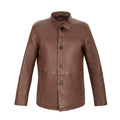 Gotham Full Grain Brown Sheepskin Mens Leather Coat