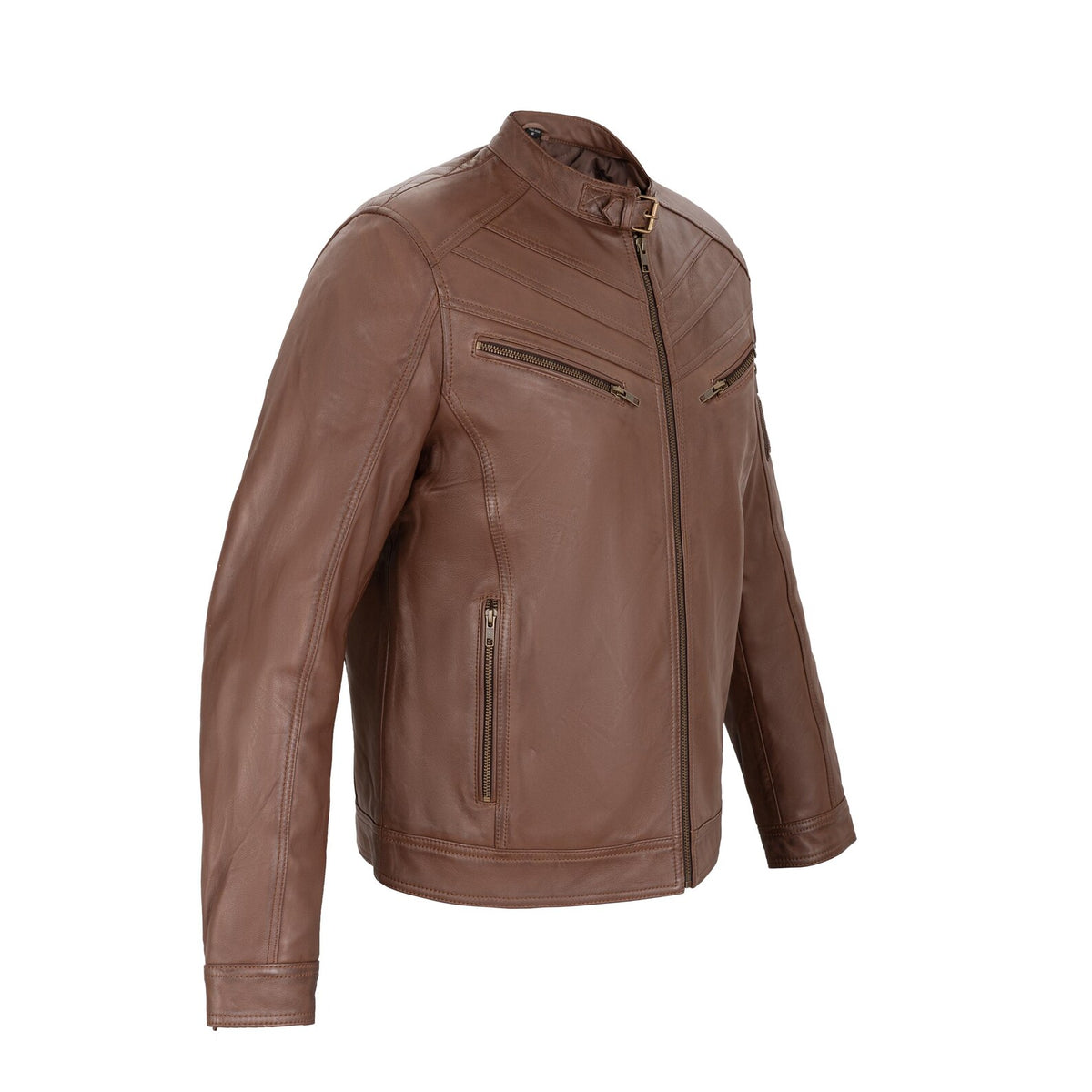 Apex Cafe Racer Full Grain Brown Sheepskin Men's Leather jacket