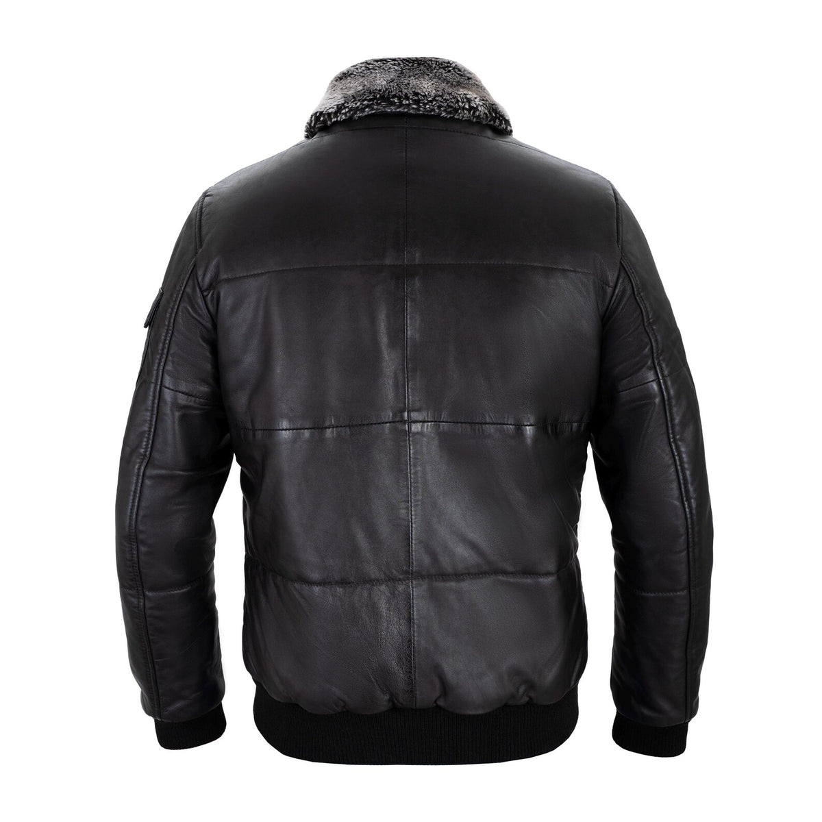 Aspen Quilted Aviator Full Grain Black Sheepskin Men's Leather jacket
