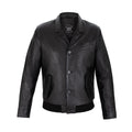 Cambridge Button Front Full Grain Black Sheepskin Mens Leather jacket