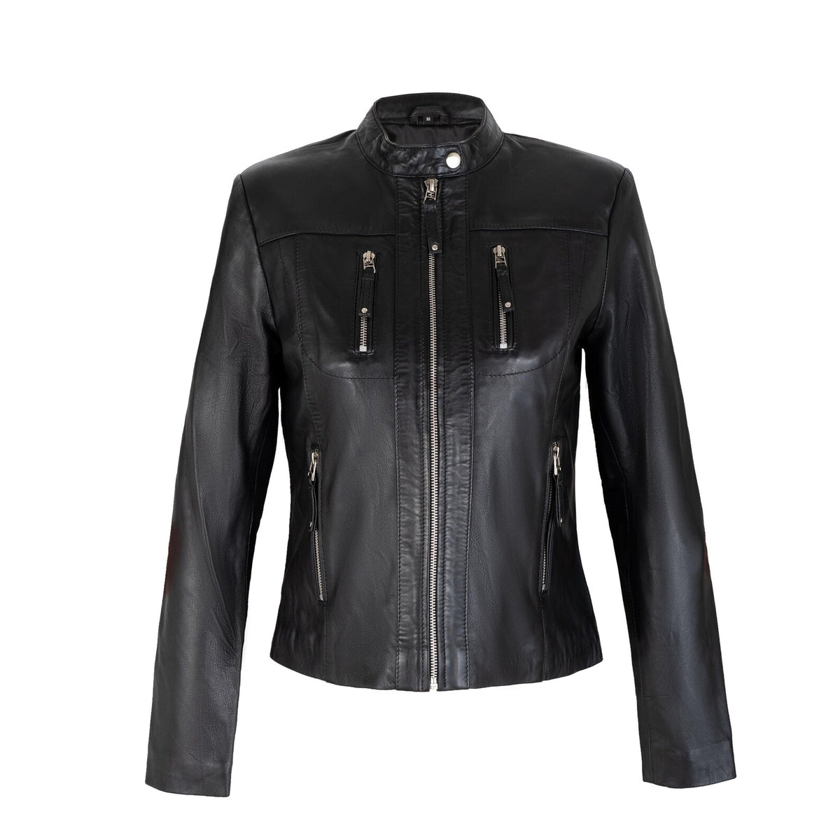 The Vixen Cafe Racer Full Grain Black Sheepskin Ladies Leather jacket
