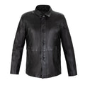 Gotham Full Grain Black Sheepskin Mens Leather Coat