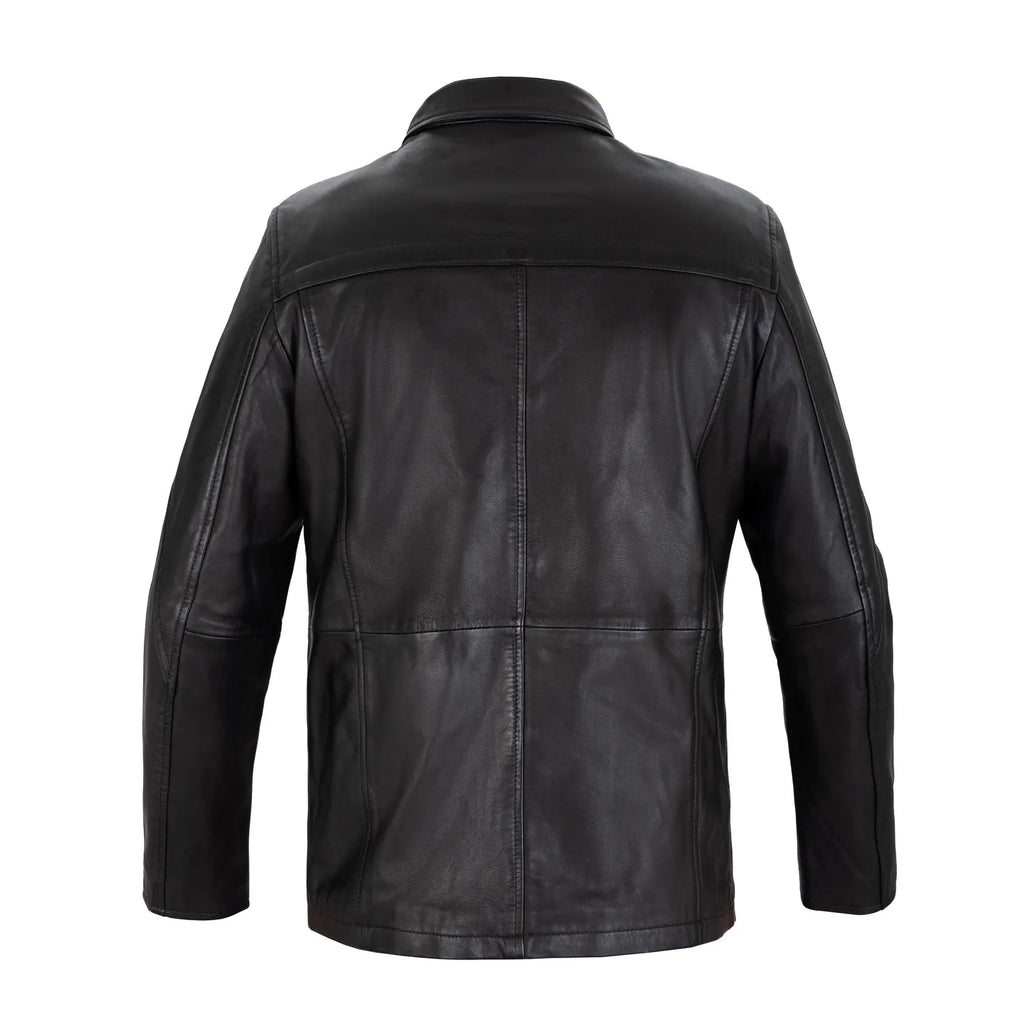 Gotham Full Grain Black Sheepskin Mens Leather Coat