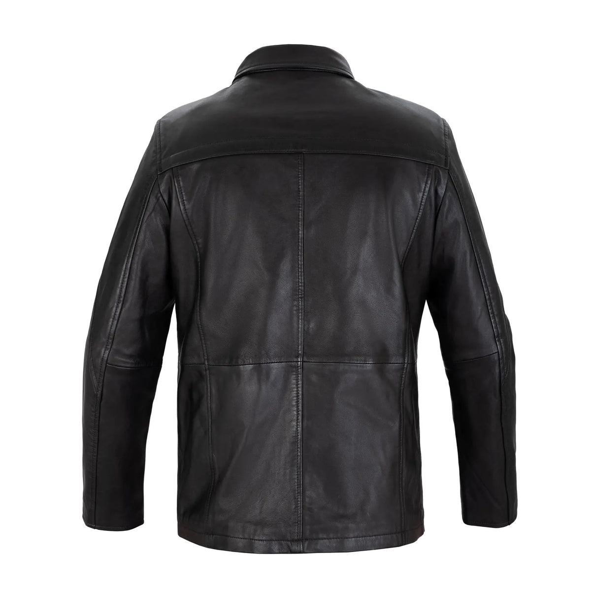 Gotham Full Grain Black Sheepskin Mens Leather Coat