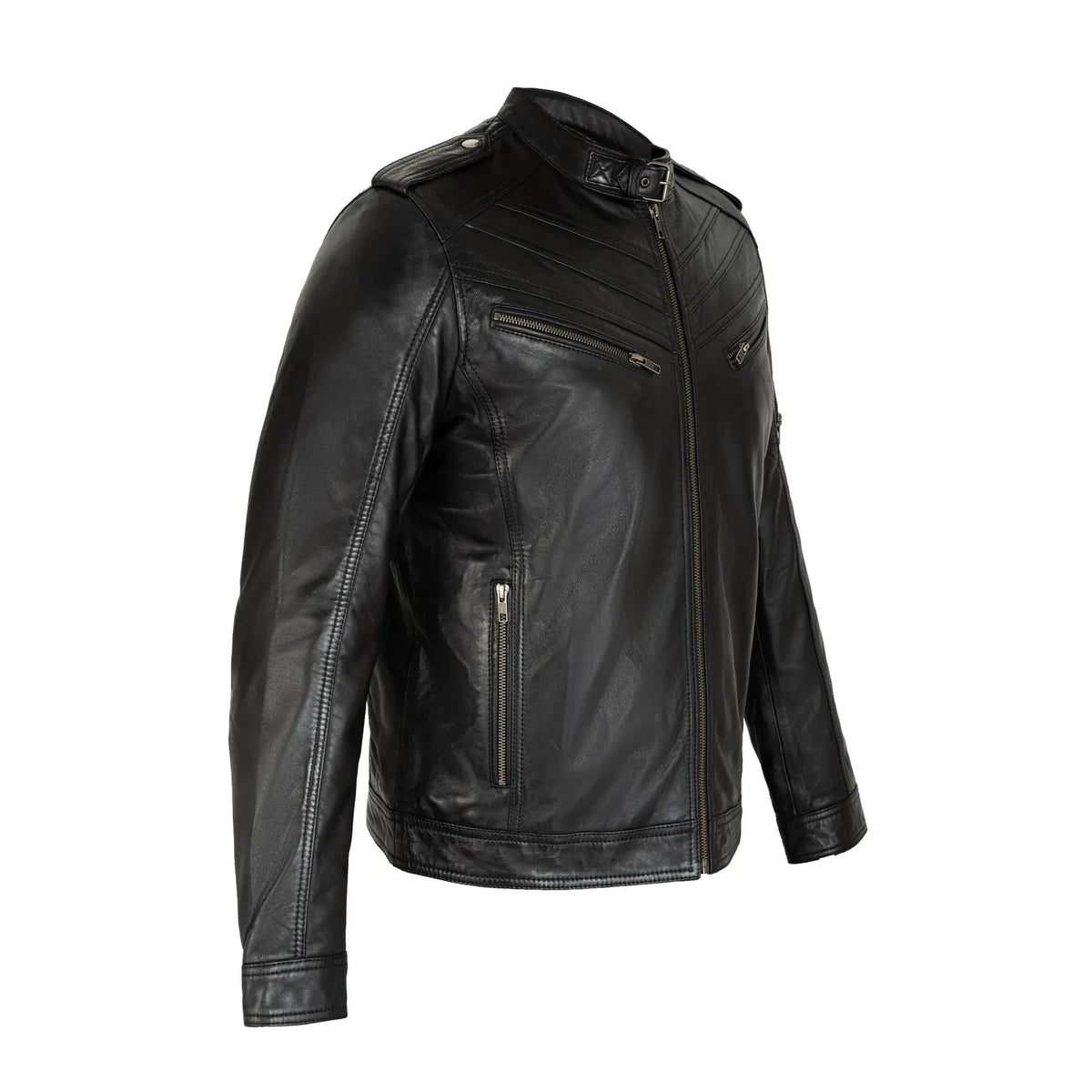 Apex Cafe Racer Full Grain Black Sheepskin Men's Leather jacket