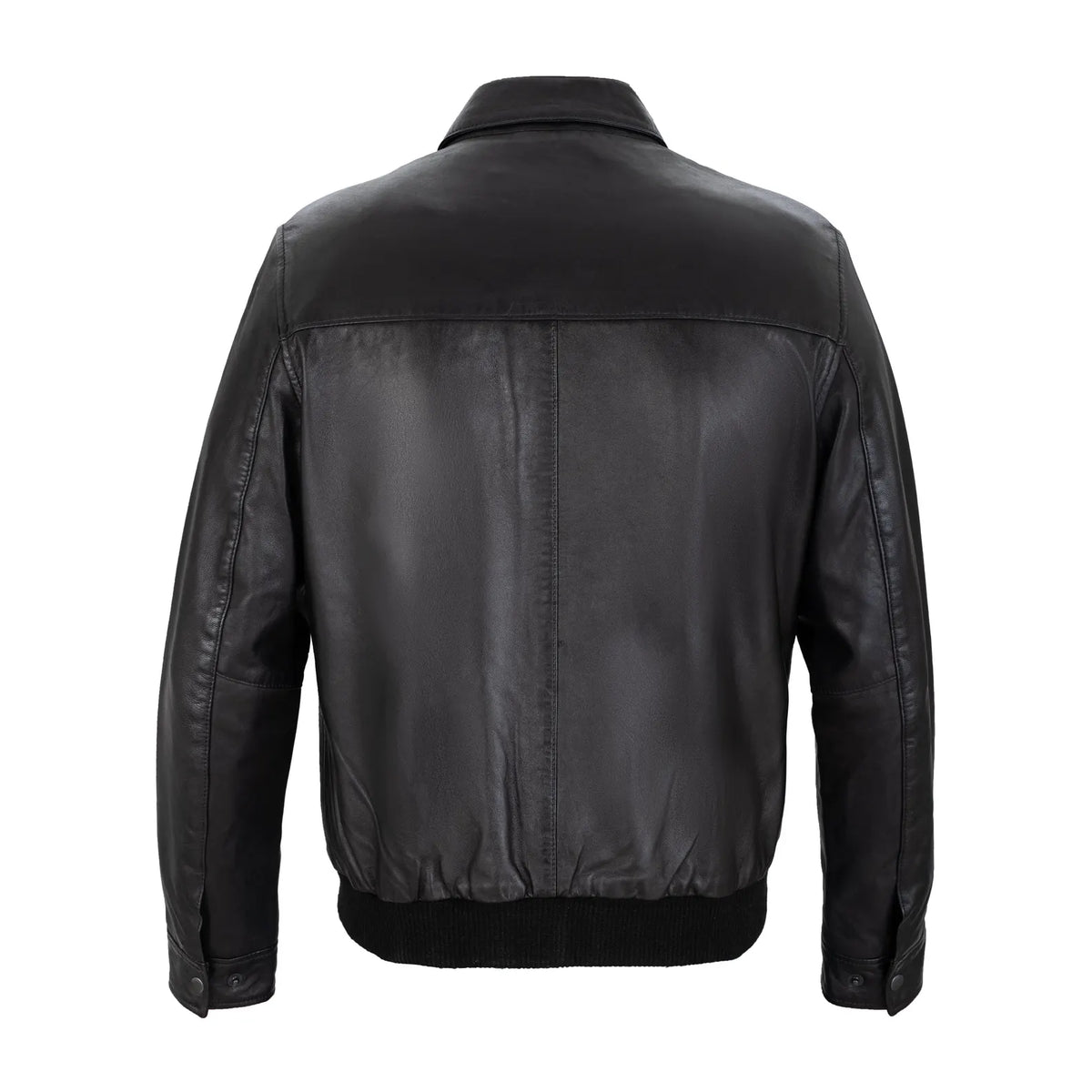 Cambridge Button Front Full Grain Black Sheepskin Mens Leather jacket