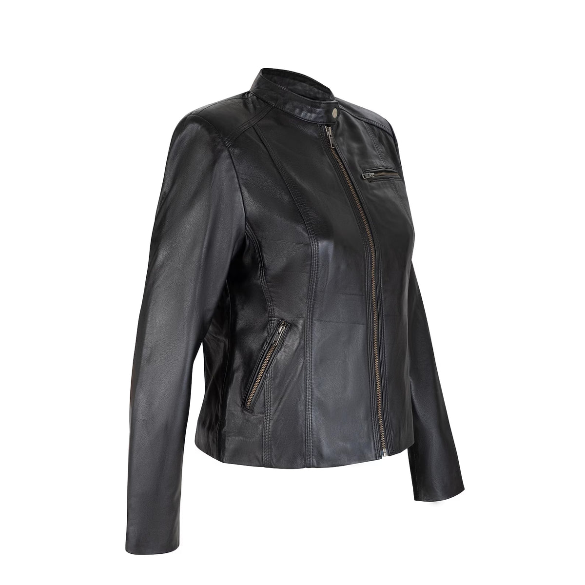 The Moto Full Grain Black Sheepskin Ladies Leather jacket