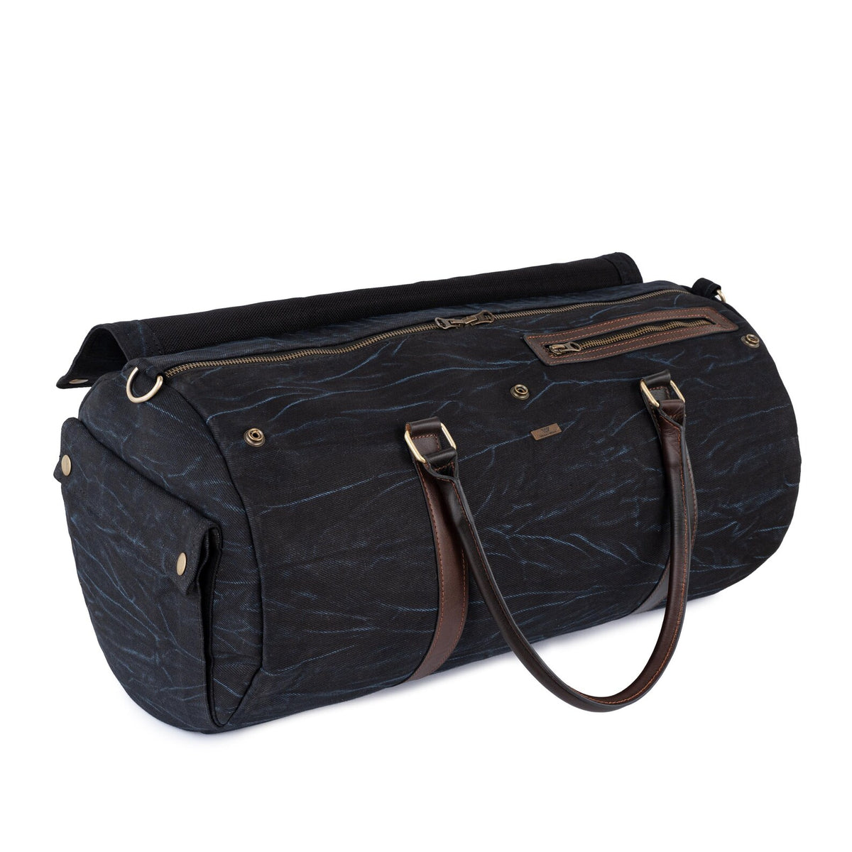 Personalized Hand Made Vinatge Barrel Weekender Duffle Bag Leather and Canvas