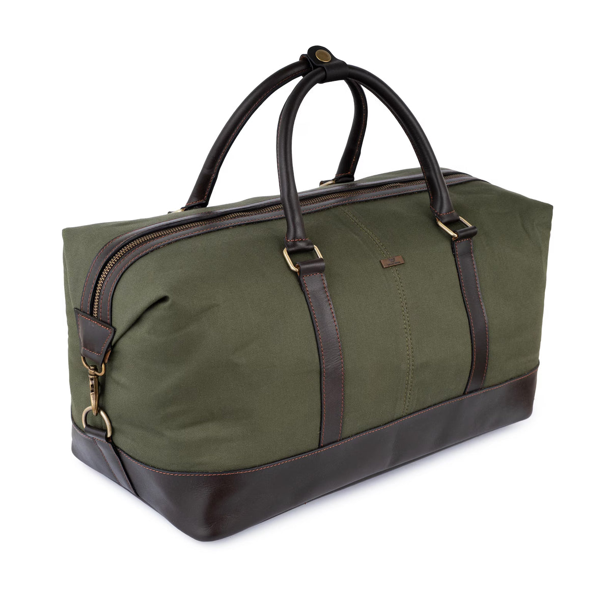 Personalized Hand Made Classic Weekender Duffle Bag Leather and Canvas - Brown Handles