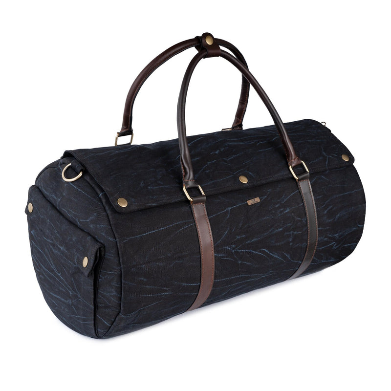 Personalized Hand Made Vinatge Barrel Weekender Duffle Bag Leather and Canvas