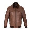Aspen Quilted Aviator Full Grain Brown Sheepskin Mens Leather jacket