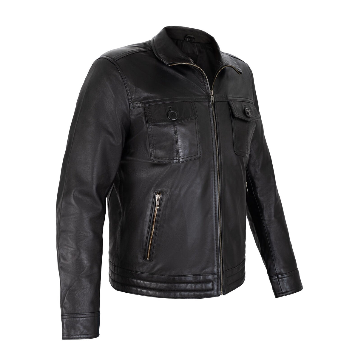 The Nomad Full Grain Black Mens Leather Car jacket