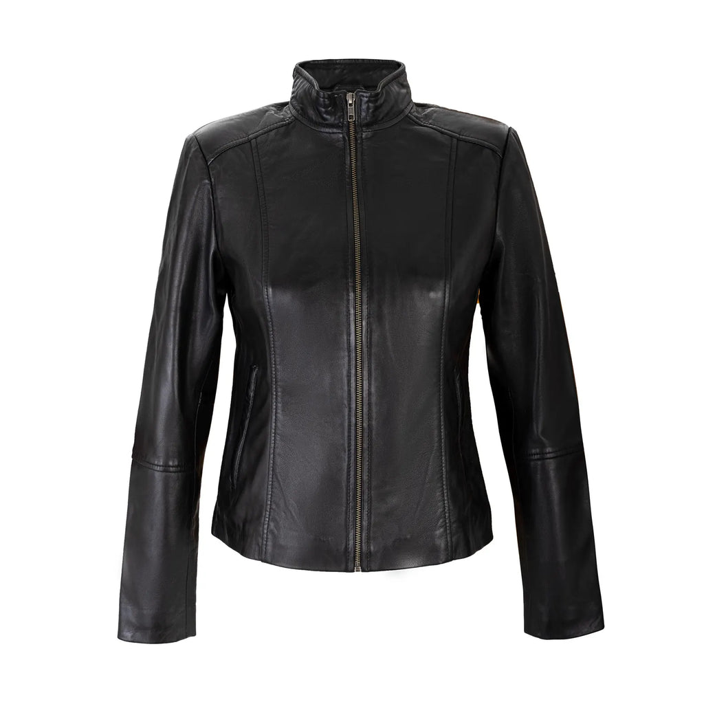 The Astrid Full Grain Black Sheepskin Ladies Leather jacket