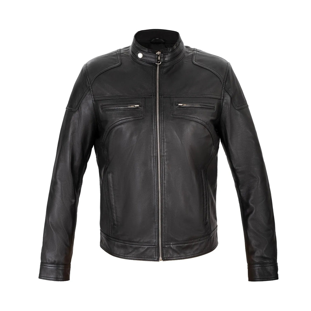 Sheep Skin full grain Leather Jacket - Black No line
