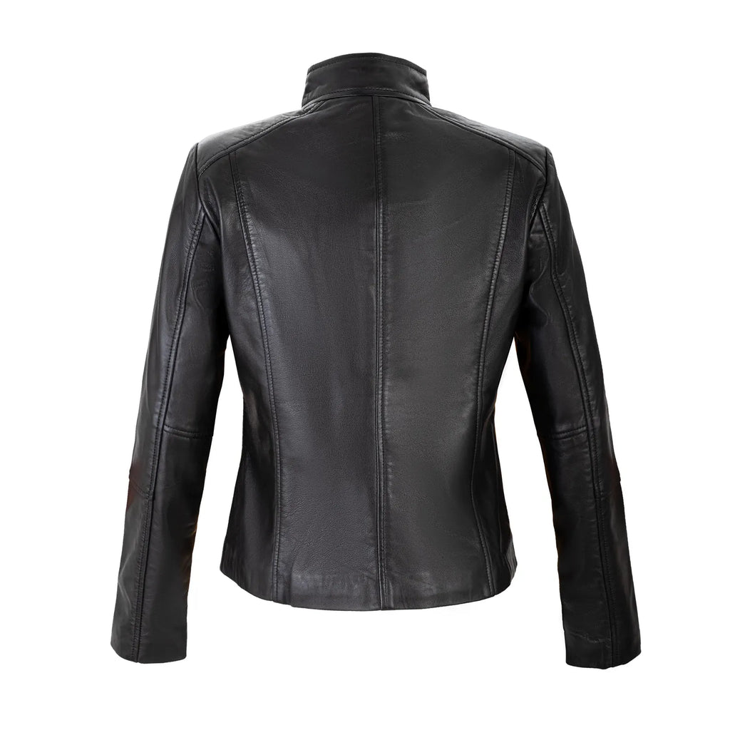 The Astrid Full Grain Black Sheepskin Ladies Leather jacket