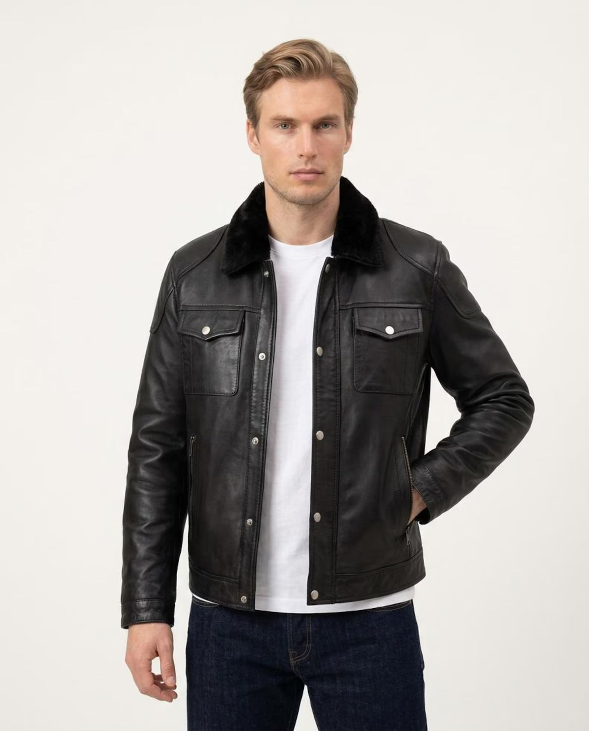 Sheep Skin full grain Leather Jacket The Trucker