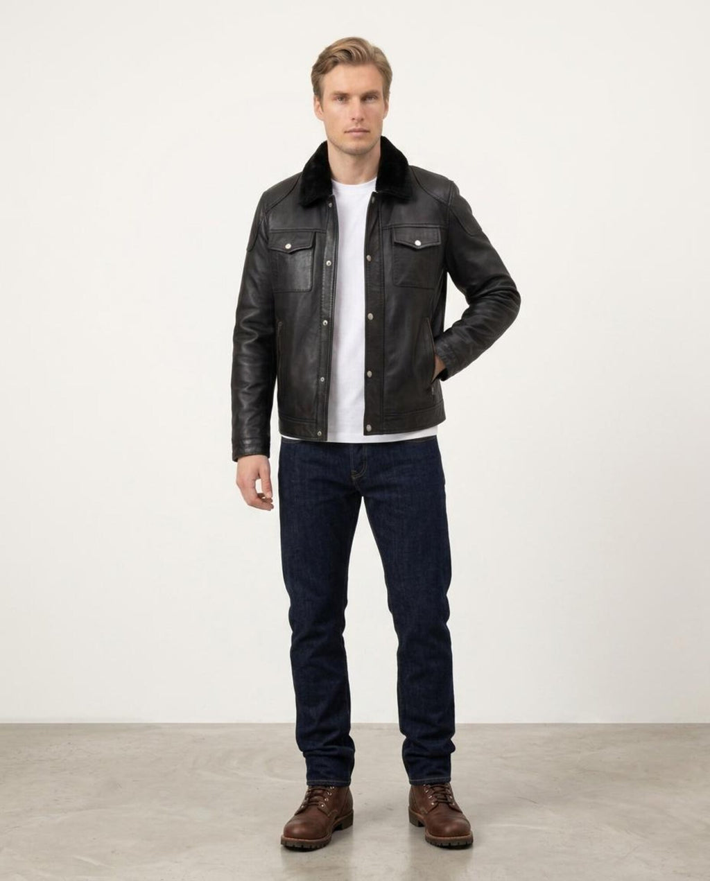 Sheep Skin full grain Leather Jacket The Trucker