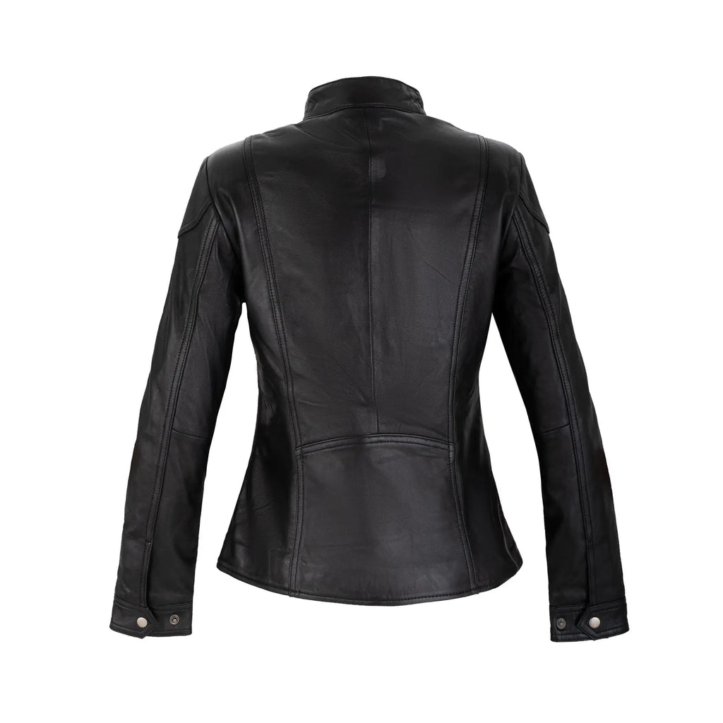 The Sierra Fitted Real Leather Biker Jacket in Classic Black