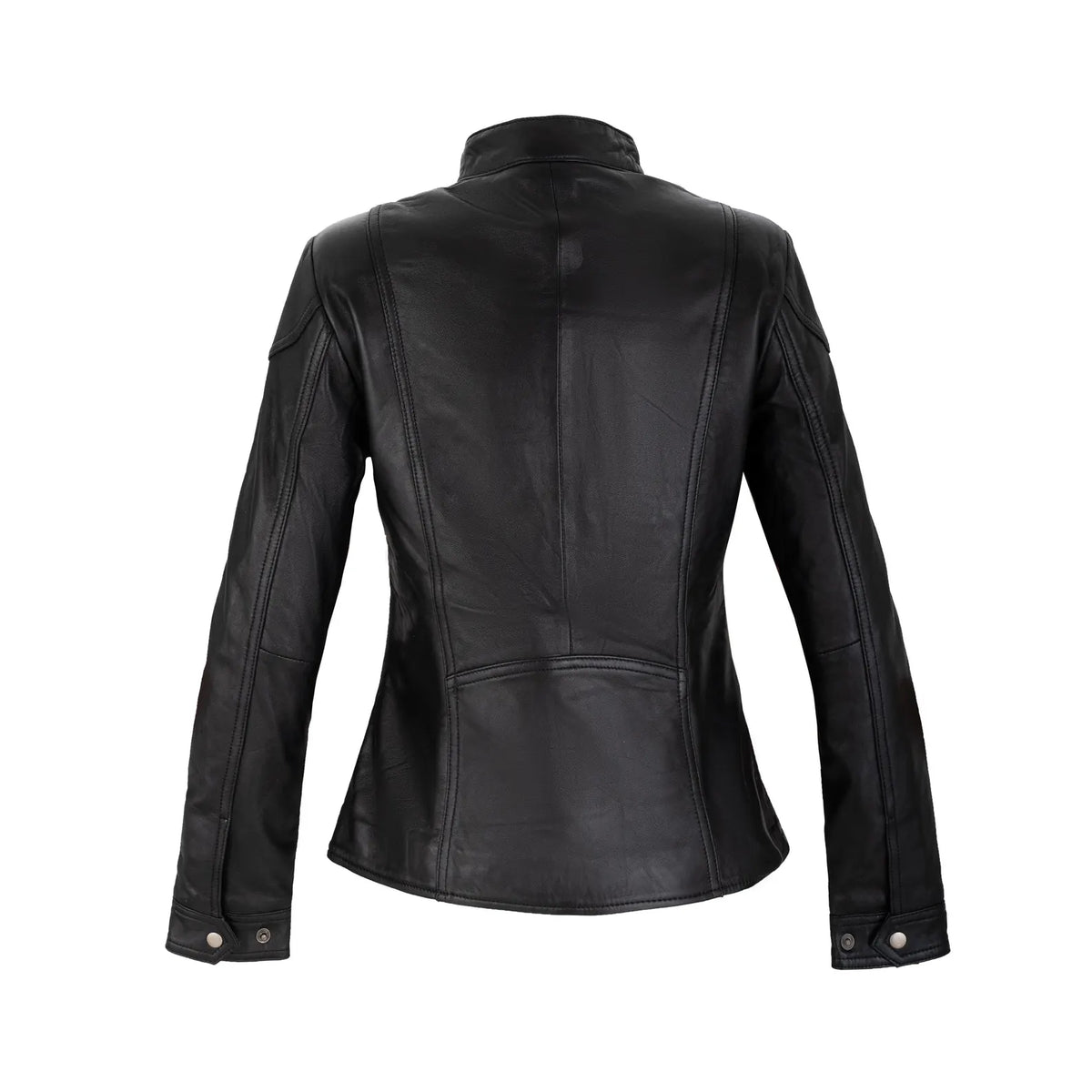 The Sierra Fitted Real Leather Biker Jacket in Classic Black
