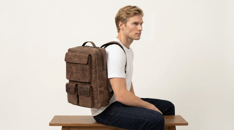 Metropolitan Top Grain Crazy Horse Cowhide Leather Backpack.
